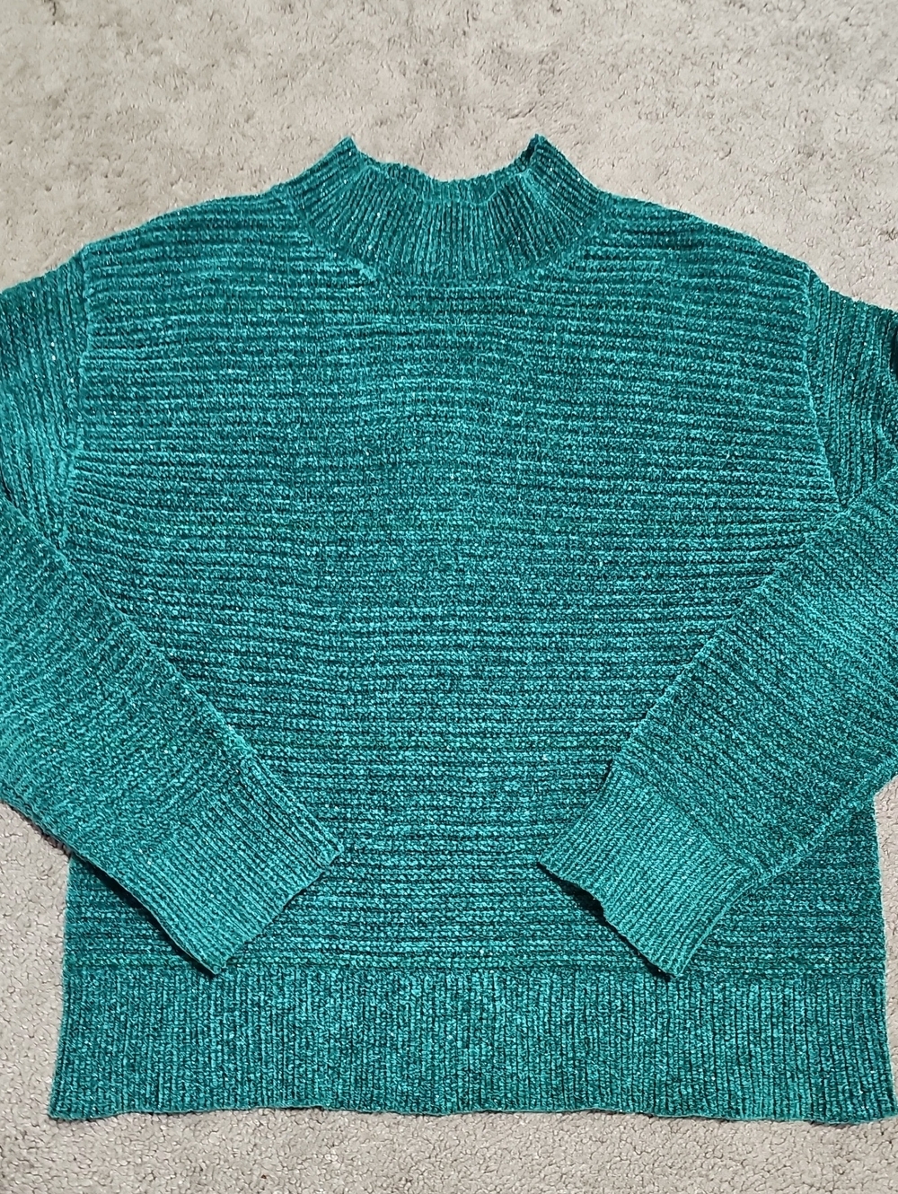 Falls Creek Girls Mock Turtleneck Sweater Sparkly Teal Size M (7/8)